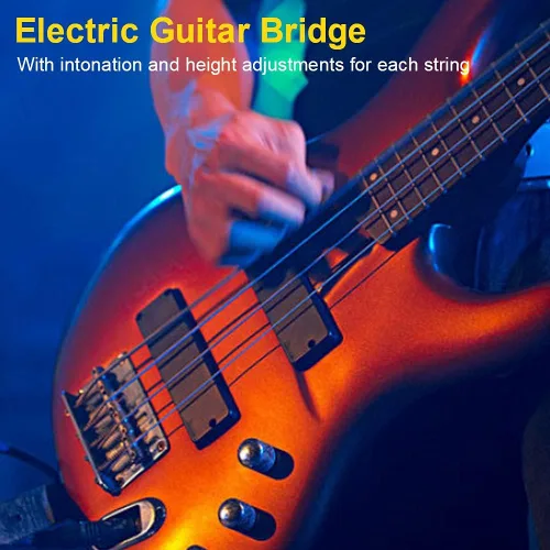 Vista 6 de Bnineteenteam Puente de guitarra eléctrica, puente de metal fijo para sillín rígido para caja de cigarrillos de 4 cuerdas, Ukelele de bajo con juego