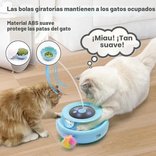Vista 6 de ORSDA Juguete para gatos, juguete interactivo electrónico automático 3 en 1 con plumas de emboscada en movimiento, mariposa revoloteante, bolas