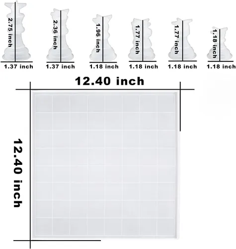Vista 2 de RESINWORLD Juego de Ajedrez – Molde de Tablero de Ajedrez Grande de 12 Pulgadas y Molde de Pieza de Ajedrez de Silicona 3D de Tamaño Completo