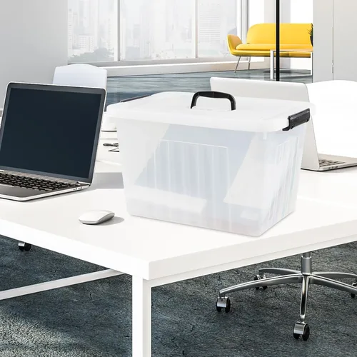 Vista 6 de Asking Caja de almacenamiento de plástico transparente de 18 L con asa, paquete de 4