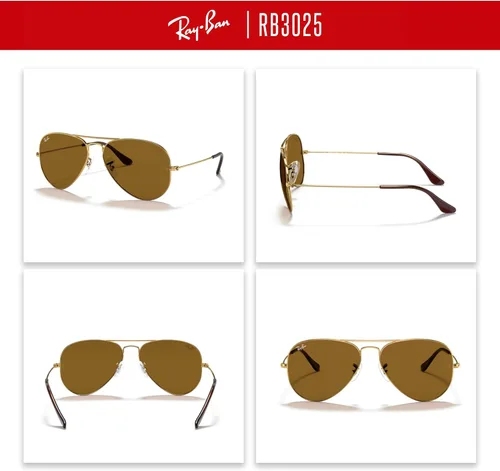 Vista 77 de Ray-Ban RB3025 - Lentes de sol de aviador de metal para hombre y mujer + paquete con kit de cuidado de gafas iWear de diseñador