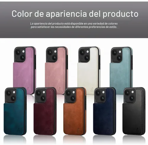 Vista 6 de DJDUCK Funda diseñada para iPhone 13 con tarjetero y cierre magnético, protección de cuero con bloqueo RFID, a prueba de golpes, para mujeres