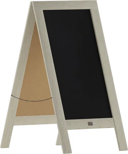 Vista 23 de Cartel en forma de "A" con pizarra de HBCY Creations: Letrero de madera maciza de 40x20 en forma de "A", pizarra rústica marrón de doble cara
