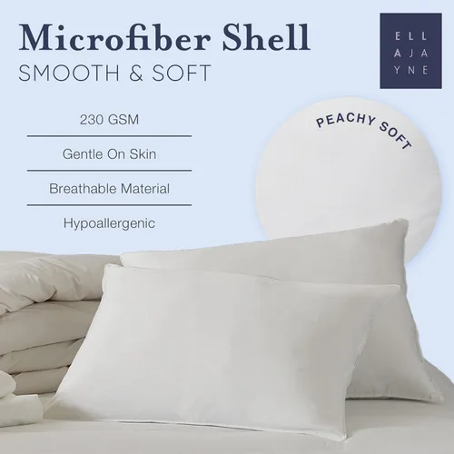 Vista 4 de Ella Jayne - Almohadas de cama para dormir individual, juego de almohadas de tamaño estándar, carcasa de microfibra, relleno de fibra de gel