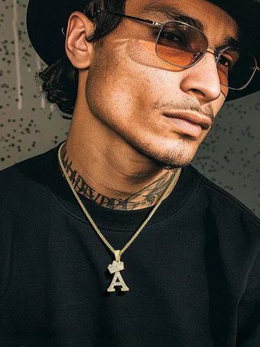 Vista 2 de Richsteel Collar con colgante de letra inicial A-Z para hombres y mujeres Initial A