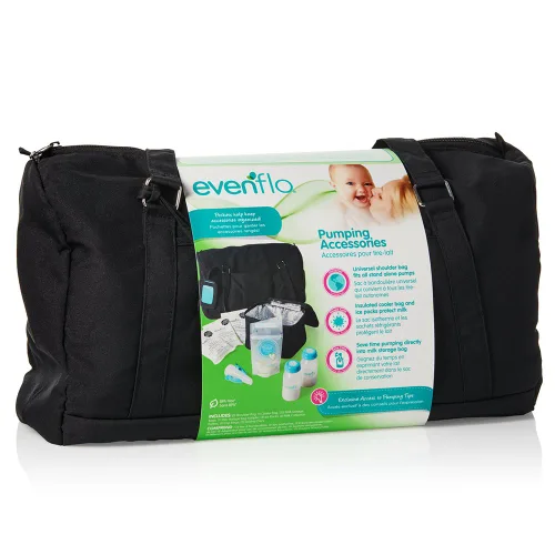 Vista 2 de Evenflo Feeding Accesorios de bombeo negro para lactancia materna – con biberones, bolsas y adaptadores de extractor de leche