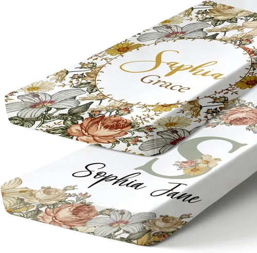 Vista 16 de Sábanas de bebé personalizadas para cuna con nombre, ropa de cama de bebé personalizada de 2 piezas para niños y niñas, sábanas ajustables