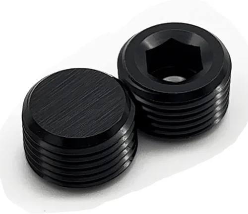 Vista 6 de Aluminio 1 "1 pulgada NPT rosca macho Allen cabeza enchufe enchufe de tubería, negro, paquete de 2
