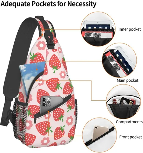 Vista 3 de Bolso bandolera para mujeres y hombres, mochila de viaje para senderismo, bolsa cruzada para el hombro, bolsa de pecho, casual, mochila deportiva