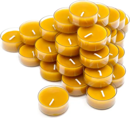 Vista 7 de Velas de té de cera de abeja cruda 100% pura (juego de 6) orgánicas hechas a mano