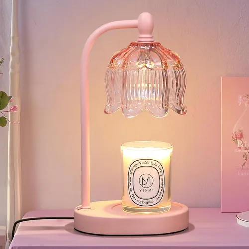 Vista 17 de MEIXISUE - Lámpara calentadora de velas con temporizador y atenuador, regalos de luz ámbar eléctrica para mujeres, lámpara calentadora de cera