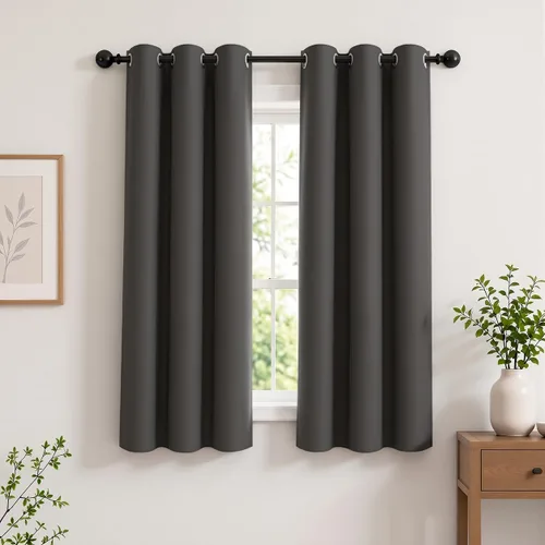 Vista 123 de Cortinas de oscurecimiento de habitación de 45 pulgadas de largo para dormitorio y sala de estar, cortinas térmicas aislantes con ojales