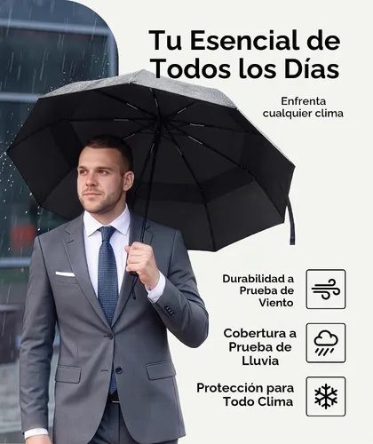 Vista 6 de Paraguas de viaje resistente al viento, compacto y resistente a vientos de hasta 100 MPH, paraguas plegable automático de alta calidad más fuerte