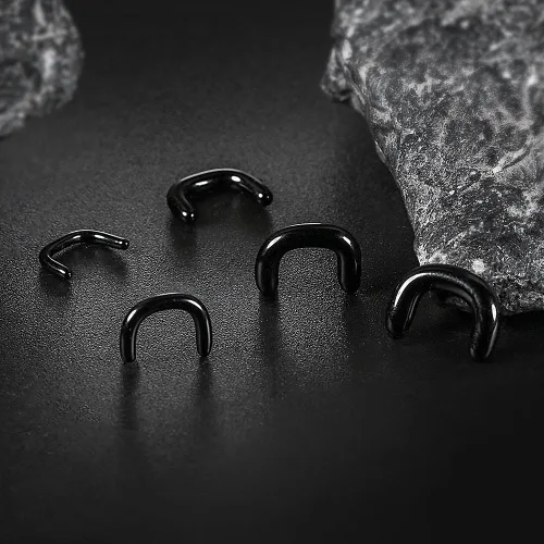 Vista 6 de 4 piezas de retenedor de tabique de vidrio 16G 14G 12G 10G 8G, 2 piezas negro y 2 piezas transparente en forma de U con anillos en O para trabajo