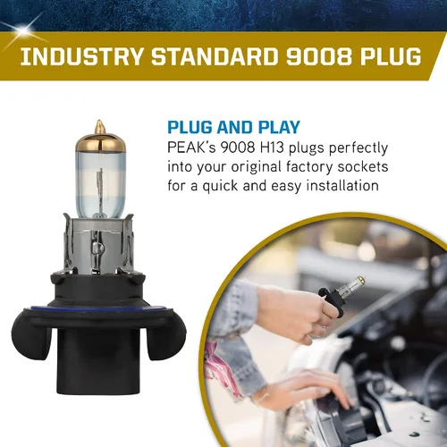 Vista 3 de PEAK Power Vision Gold bombillas automotrices de alto rendimiento 9008/H13 65/55W (paquete de 2)