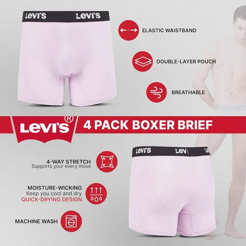 Vista 5 de Levi's Calzoncillos tipo bóxer de microfibra para hombre, ultra suaves, paquete de 4