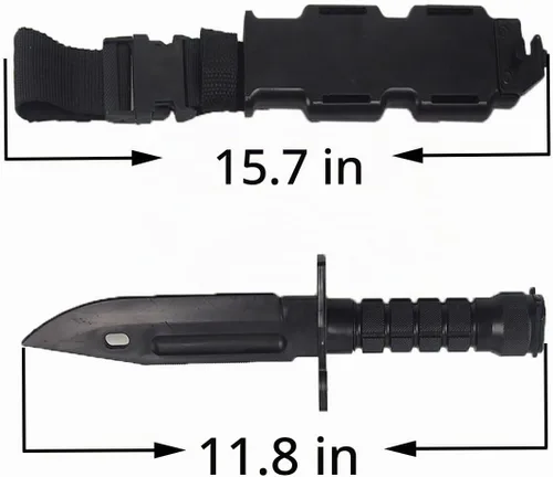 Vista 4 de Cuchillo bayoneta Toonol de plástico para entrenamiento táctico con vaina 1 pieza M9-negro
