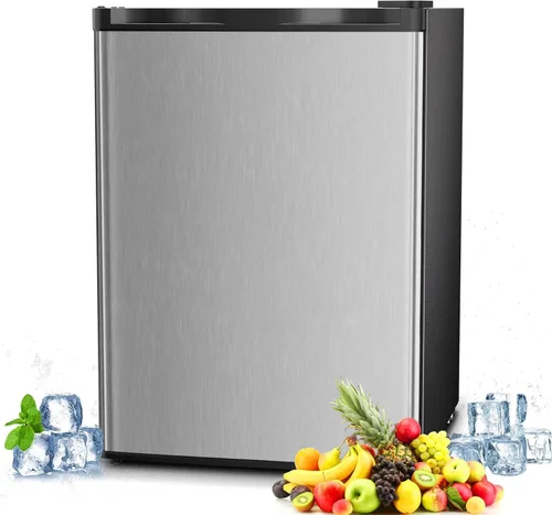 Vista 9 de Antarctic Star Mini refrigerador de 1.6 pies cúbicos con congelador, refrigerador pequeño y compacto con puerta reversible individual, estantes