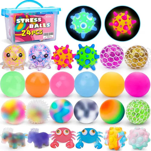 Vista 10 de BESNEL 160 Pack de bolas de estrés para adultos, bolas esponjosas a granel, juego de bolas de estrés, bolas anti-ansiedad y de juguete
