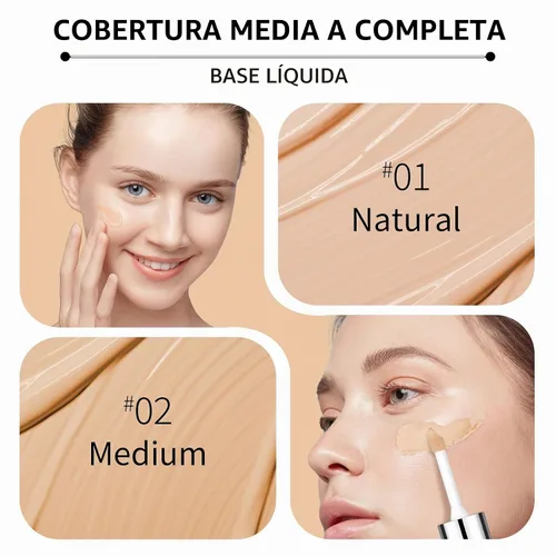 Vista 6 de Base líquida de cobertura completa, maquillaje facial impecable mate - mediano 09 Medium-Fundación