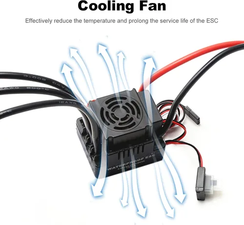 Vista 2 de GoolRC 120A sin escobillas ESC controlador de velocidad electrónico T Plug 5.8V 3A BEC para 1/8 RC coche