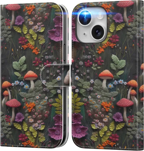 Vista 18 de DEENAKIN Funda tipo cartera para iPhone 15 con tarjetero + clip para efectivo, bloqueo RFID, protección contra caídas de grado militar y obras