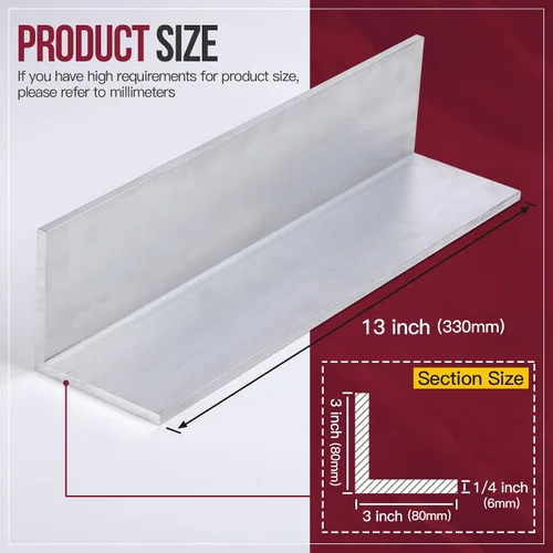 Vista 2 de 13 pulgadas de barra angular de aluminio, 3" x 3" x 1/4" de ángulo de aluminio 6061, material de moledor T6511 de 1/4" de espesor 1 pieza