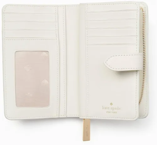 Vista 3 de Kate Spade Carey - Cartera plegable de cuero acolchado suave (pergamino), tamaño mediano, Pergamino, Cartera compacta