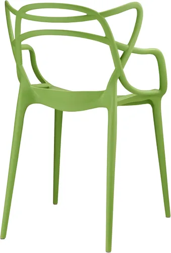 Vista 4 de Modway Enredado moderno moldeado plástico cuatro sillas de comedor en verde