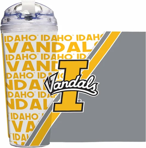 Vista 97 de Rico Industries Taza acrílica NCAA estándar de 24 onzas con tapa con bisagra, taza de doble pared oficialmente licenciada con pajita