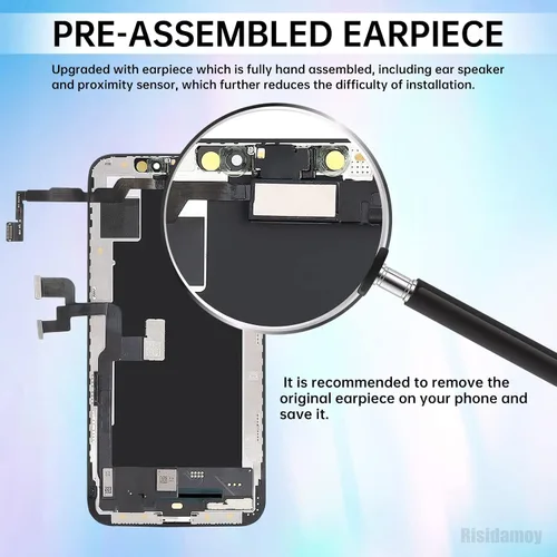 Vista 3 de Pantalla de repuesto para iPhone Xs LCD de 5.8 pulgadas con altavoz de oído Display Digitizer Assembly 3D Touch Fix Tool Front Earpiece Proximity