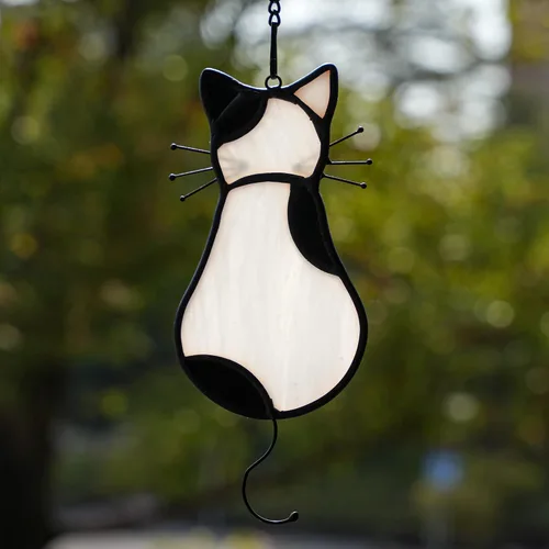 Vista 4 de BOXCASA Gato vitral colgante de ventana, regalo para mamá y amiga
