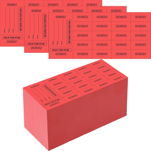 Vista 21 de Kosiz 1000 hojas 10 pujas Etiquetas de rifa para subastas chinas Fichas de rifa para recaudación de fondos Numeradas con nombre y número de teléfono