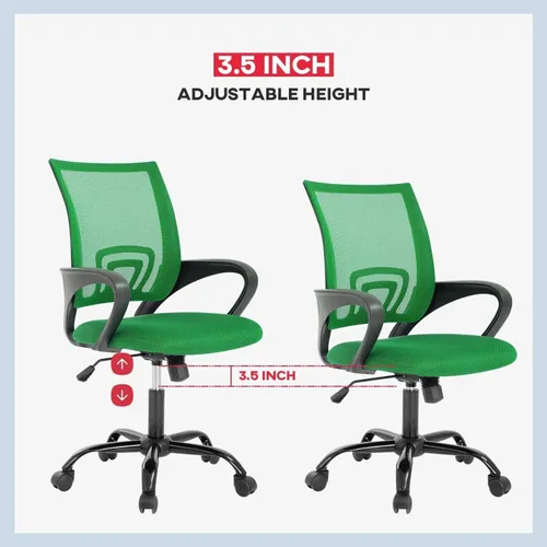 Vista 7 de Silla de oficina en casa, sillas de escritorio de malla para computadora con soporte lumbar, reposabrazos de altura ajustable, respaldo medio, silla
