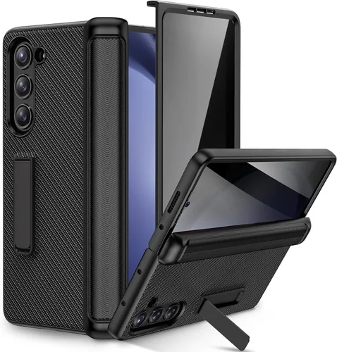 Vista 11 de Ruky Funda para Galaxy Z Fold 5 con protección de bisagra, carcasa de cuerpo completo con soporte magnético integrado y protector de pantalla