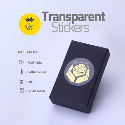 Vista 2 de Paquete de 100-500 etiquetas adhesivas personalizadas de 1.5"x1.5", etiquetas adhesivas circulares personalizadas, etiquetas adhesivas impermeables