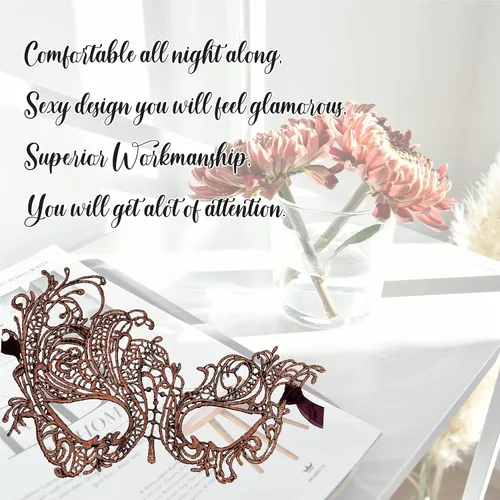 Vista 7 de Masquerade Mask For Women Lace Masquerade Masks for Masquerade Party, Proms, Venetian Party, Mardi Gras, Halloween & Cosplay
