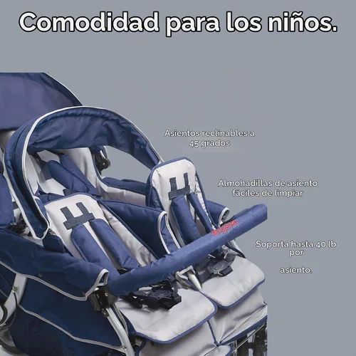 Vista 5 de Carriola plegable Angeles infantil, para bebés, SureStop Comercial Bye Bye (para 4 pasajeros)