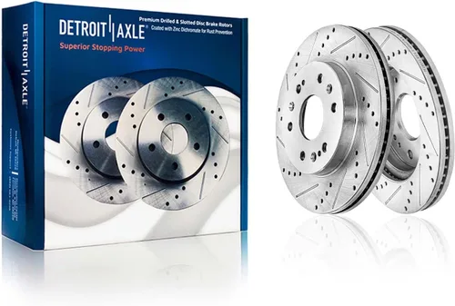 Vista 160 de Detroit Axle - Rotores de freno para Ford 2013-2019 Explorer Taurus Flex Lincoln MKT MKS, rotores de freno de disco ranurados perforados de repuesto