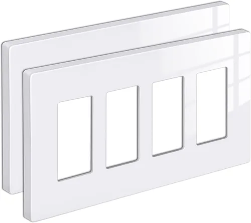 Vista 26 de BESTTEN Placa de pared sin tornillos de 5 segmentos, cubierta de enchufe decorador, placa decorativa para interruptor, serie blanca nieve brillante