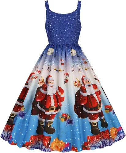 Vista 3 de Vestido de verano para mujer, vintage, sin mangas, vestido de fiesta de Navidad, estampado divertido, faldas de té fluidas, tallas S-XXL