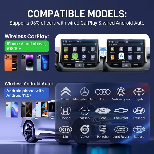 Vista 9 de Carlinkit Android 13.0 CarPlay AI Box Adapter, 8GB+128GB Adaptador