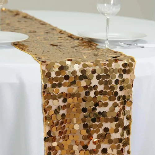 Vista 12 de Efavormart - Camino de mesa de restaurante de lentejuelas plateadas de alta calidad para bodas, banquetes de cumpleaños, decoración, ajuste Plata