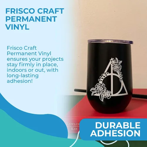 Vista 5 de Frisco Craft s Vinilo permanente blanco brillante, 12 pulgadas x 6 pies, vinilo autoadhesivo duradero para manualidades, señalización y decoración