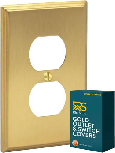 Vista 38 de Rio Salto BRASS Deco Collection - Placa de pared ciega de metal dorado de tamaño estándar, cubierta de salida resistente a la corrosión