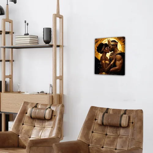 Vista 221 de Arte de pared afroamericano, decoración de rey y reina bailarín negro para sala de estar, arte de pareja de amor negro para dormitorio, lienzo