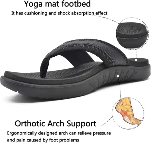Vista 4 de KuaiLu - Sandalias deportivas para hombre con soporte de arco ortopédico estilo tanga con soporte para fascitis plantar para exteriores, de verano