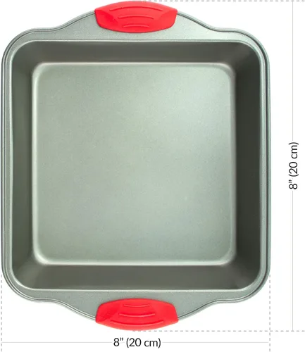 Vista 7 de Boxiki Kitchen Combo: Molde para magdalenas Mini de 12 tazas con revestimientos de silicona y bandeja para hornear cuadrada de acero antiadherente