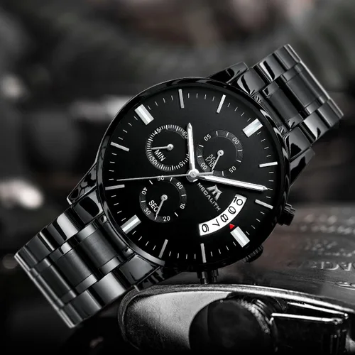 Vista 8 de MEGALITH Mens Watches 45mm Chronograph Quartz Mens Wrist Watches Stainless Steel Waterproof Business Dress Watches for Men Luminous Date Gifts for
