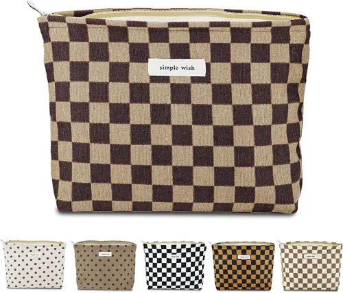 Vista 26 de Sminra Bolsa de Maquillaje Bolsa de Cosméticos Bolsa de Aseo de Lona Preppy para Mujeres Linda Bolsa con Cremallera Organizador Accesorios de Viaje